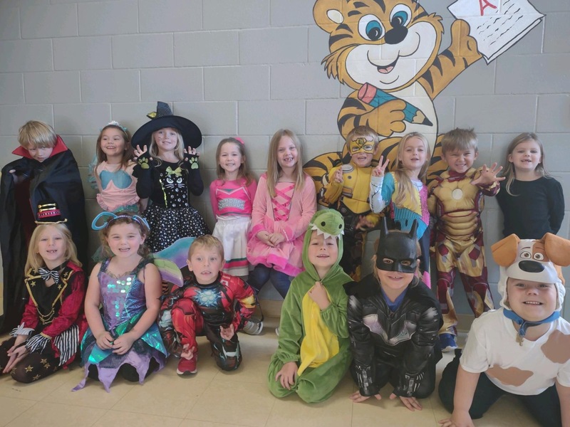 Elementary Students dressed up for Halloween